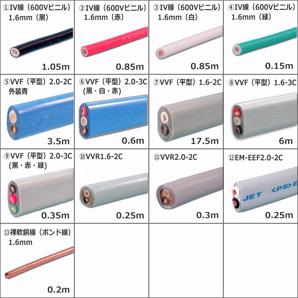 送料無料】第二種 電気工事士 技能試験セット 練習用ケーブルセット 1